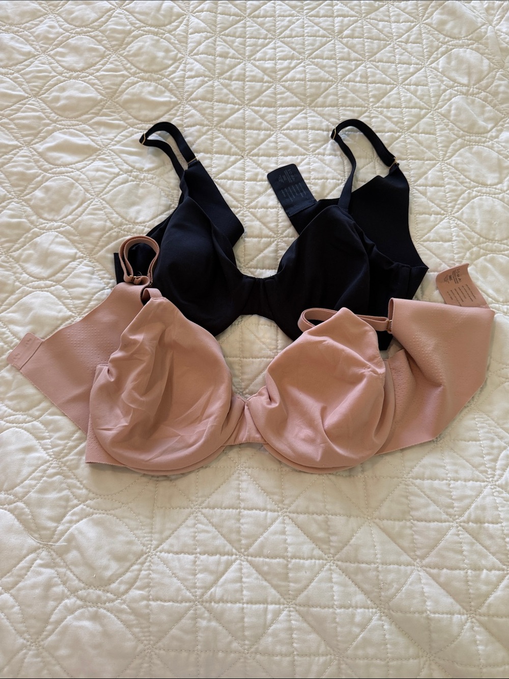 Soma Vanishing unlined perfect coverage bras in black and dusty pink